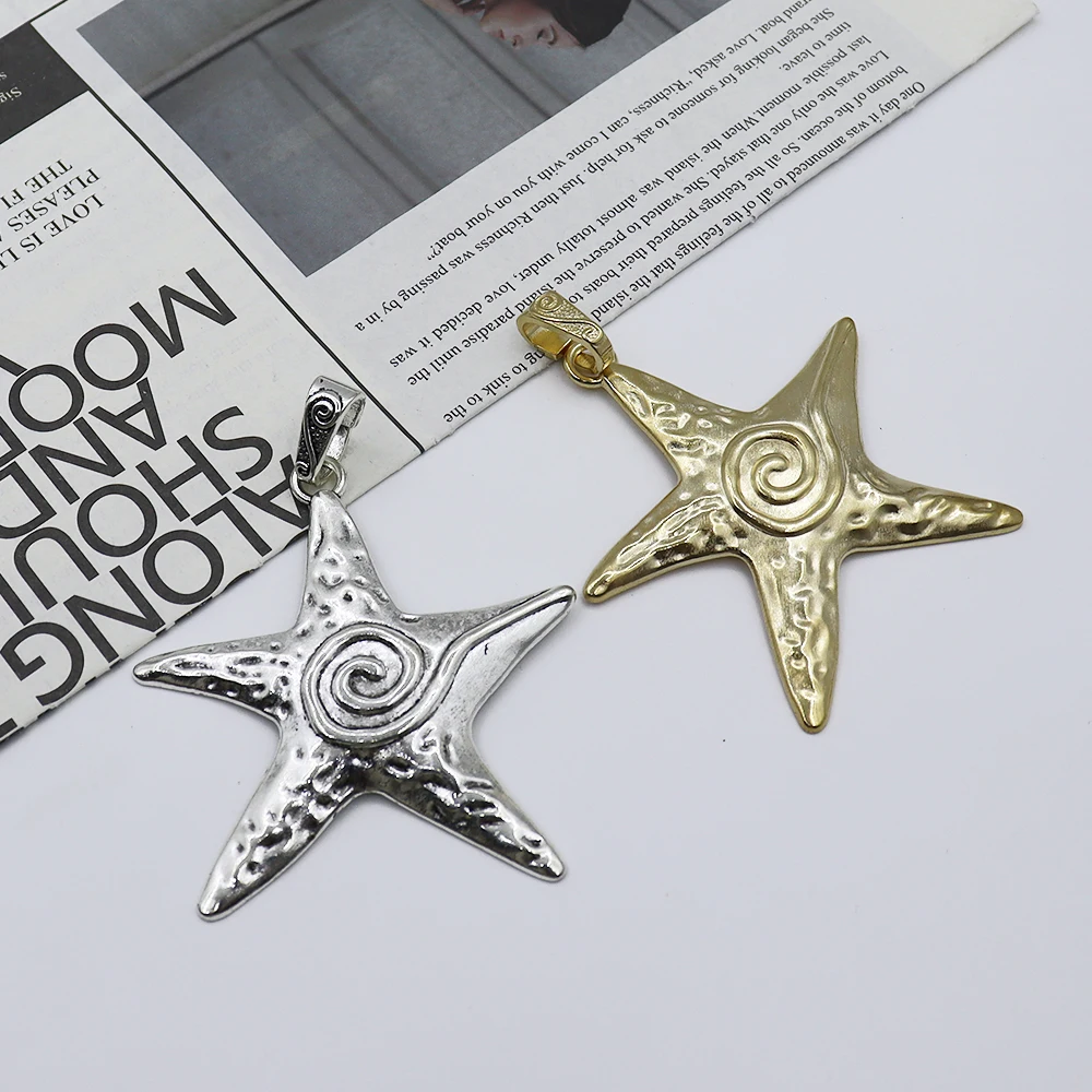 1PCS 66*81mm Picture Color Big Starfish Charms Marine Organism Pendant Metal Alloy DIY Necklace Bracelet Earrings Marking