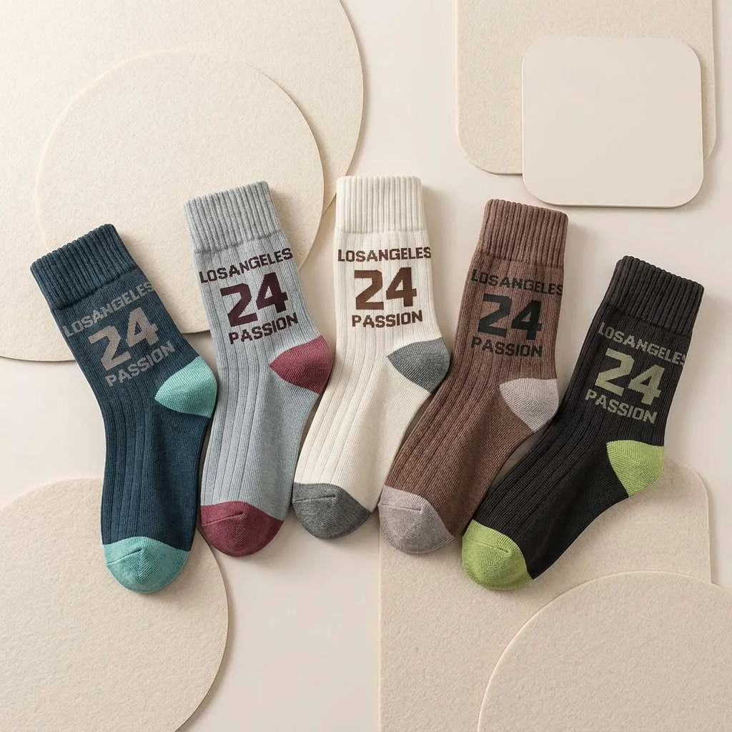 Street Fashion For Boy - 5 Pairs Boys Mid-Calf Socks, Fashion