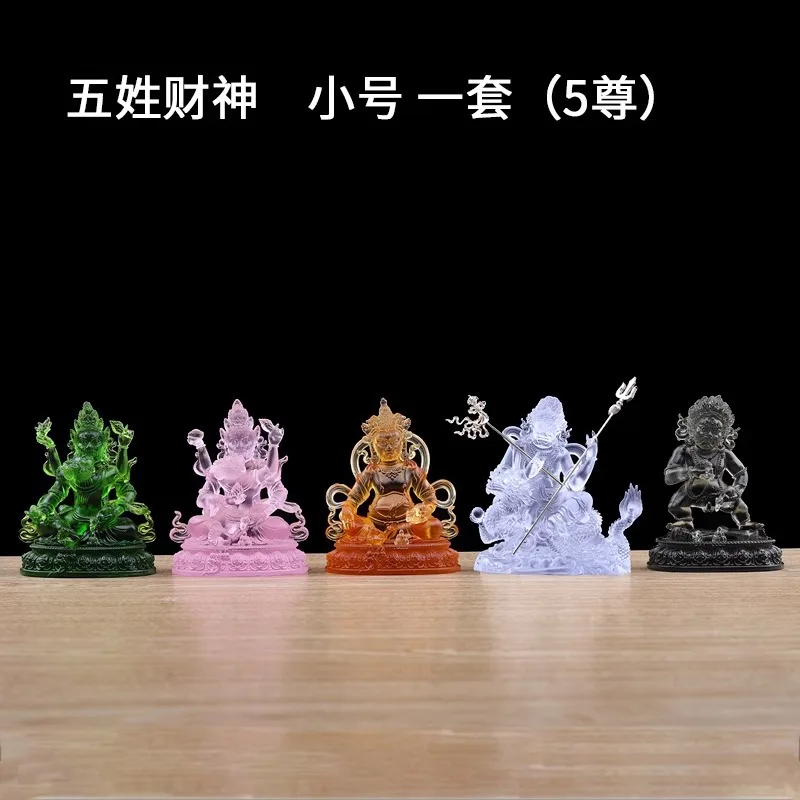 Glass Five-Way of Buddha Statue Ornament Water Offering Black of Yellow of Red God of Wealth Wh