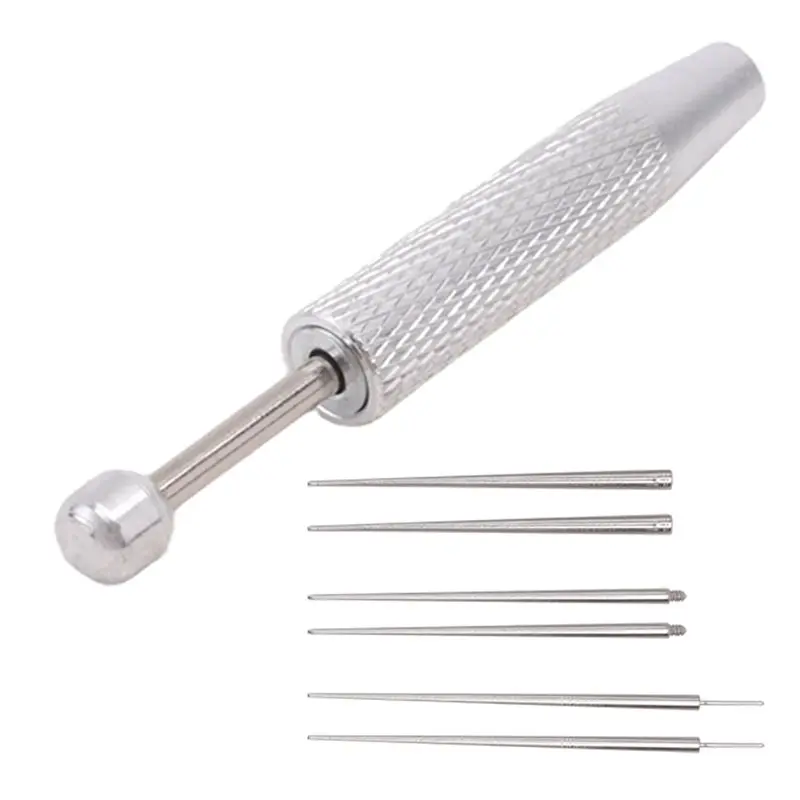 A32HOT-Piercing Ball Grabber Tool Kit Stainless Steel Flat Back Earrings Applicator 16G,18G With Insertion Pins