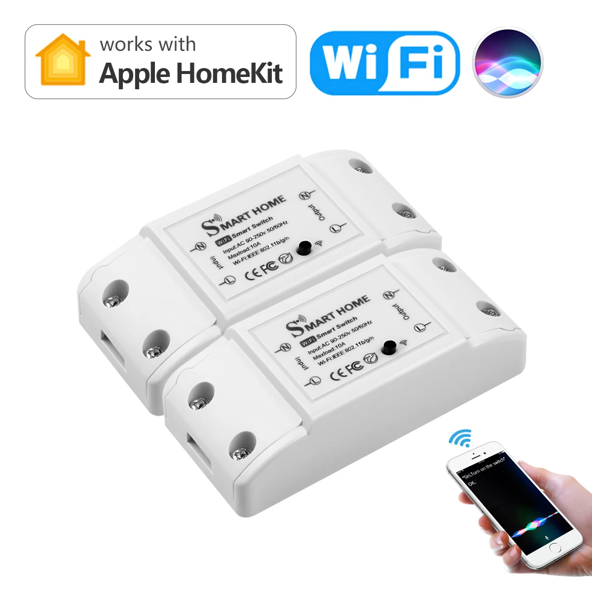 

1/2/4Pcs Apple Homekit Smart Home WIFI Breaker Relay Switch Siri Voice Control Tuya Switch Work Amazon Alexa/Google Home IFTTT