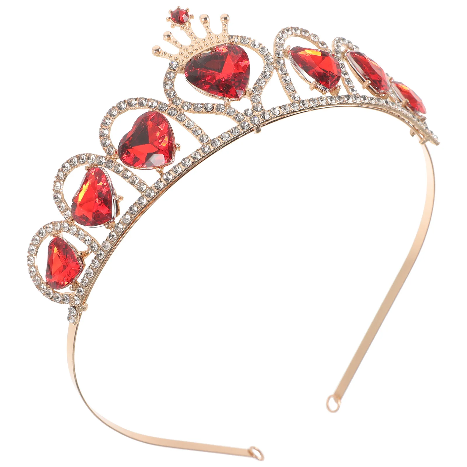 

Cake Decorations Love Crown Headband Rhinestone Heart-shaped Bridal Hair Accessories Headdress Red Bride Headwear Miss