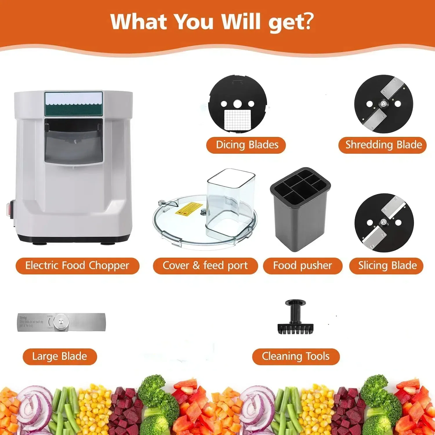 HomeWise K8600 قطاعة الخضراوات الكهربائية تقطيع التقطيع صانع التكعيب منتج أغذية مع 3 شفرات قطاعة متعددة الوظائف