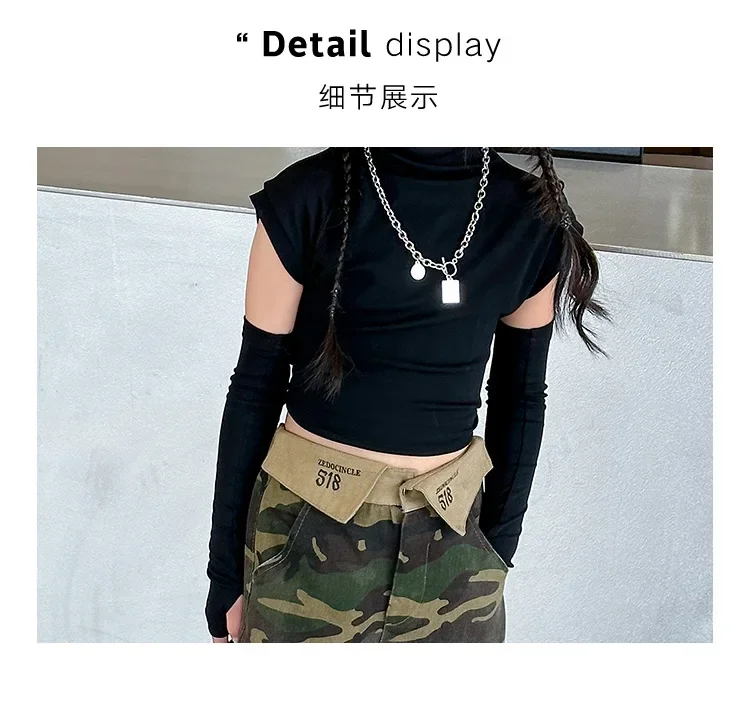 teenage girls jazz dance tshirt costumes long sleeve catwalk kids clothes hip hop streetwear black t shirt crop top 6 to 16 year