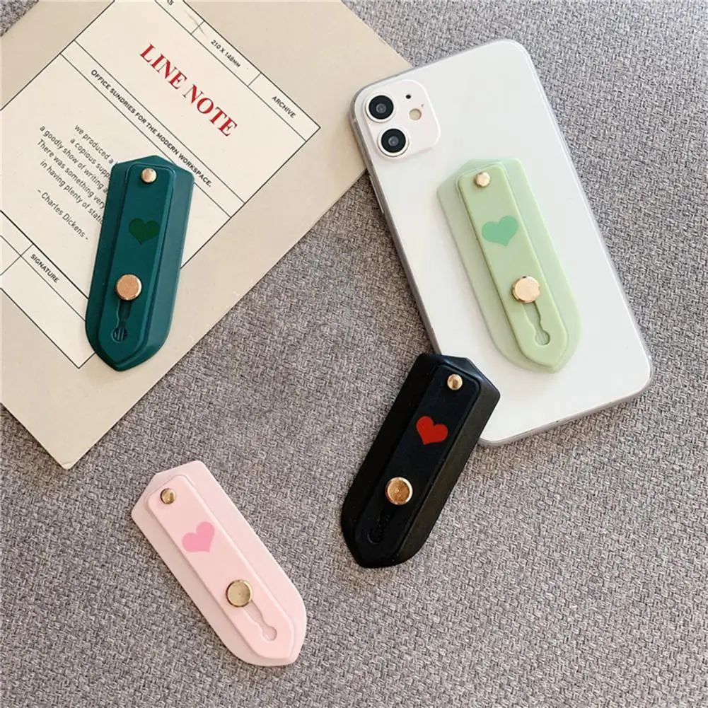 Soporte de agarre de dedo para teléfono, pulsera Universal autoadhesiva de silicona con forma de corazón para teléfono, soporte de anillo de empuje para escritorio