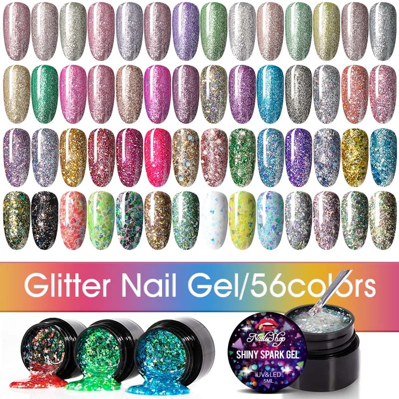 ROSALIND 5ml Shiny Gel Nail Polish Glitter Diamond Gel Bright For Nail Art Design LED/UV Lamp