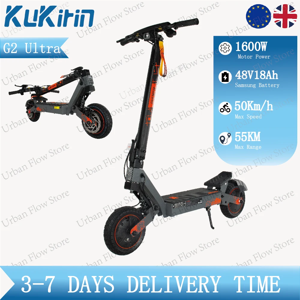 KuKirin G2 Ultra 2026 48V/18Ah, 800W * 2, hamulce tarczowe przód tył, opony terenowe 10 cali, składany skuter elektryczny