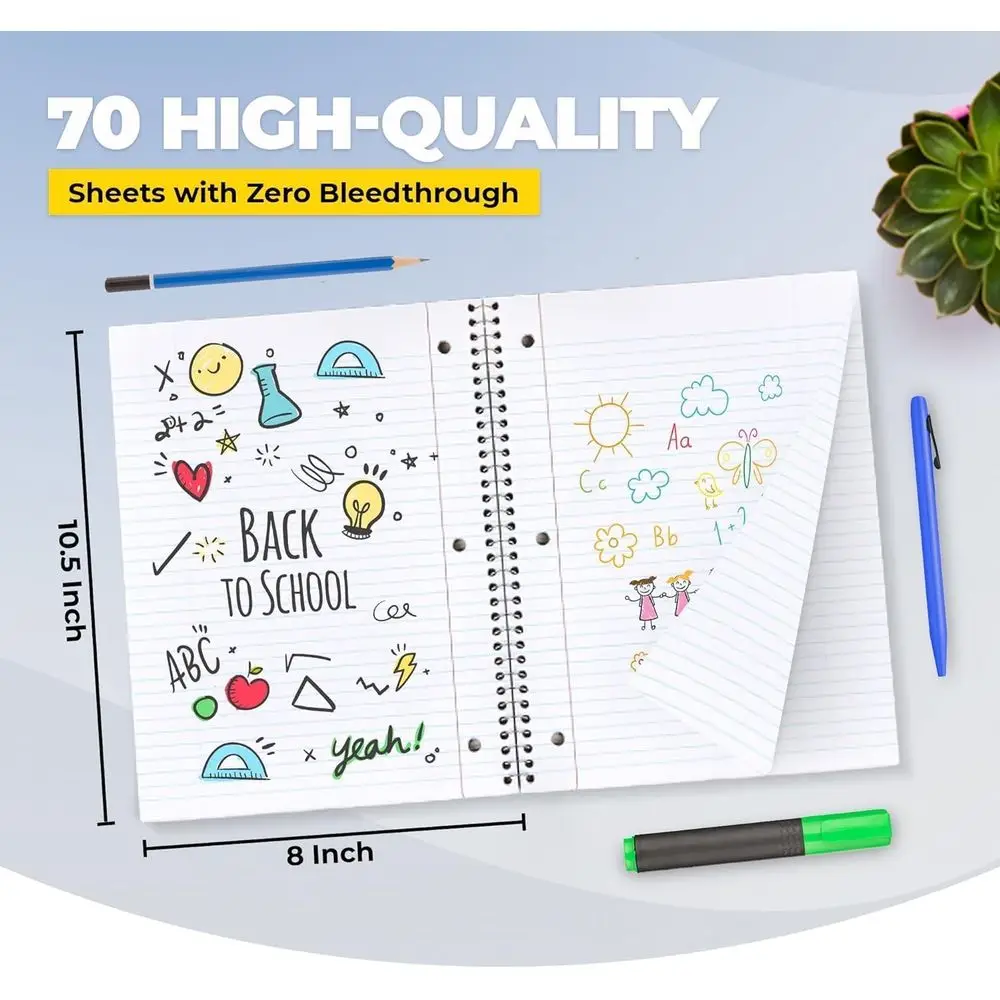 

Spiral Notebook 144 Pack of 72 Bright amp 72 Pastel Colors, 1 Subject, Wide Ruled, Notebooks for School 8X10.5 Inch 70 Sheets 1
