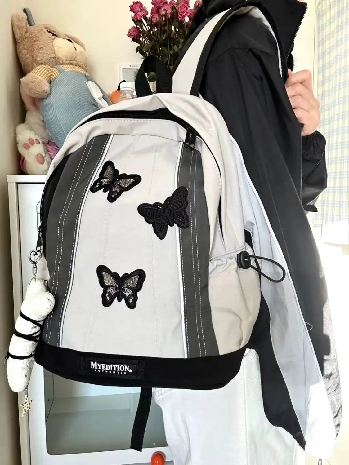 Miyagawa Fashion Harajuku Style Student Backpack Causal Cool Butterfly Backpacks 2024 New Women Men\'s Shoulders Bag