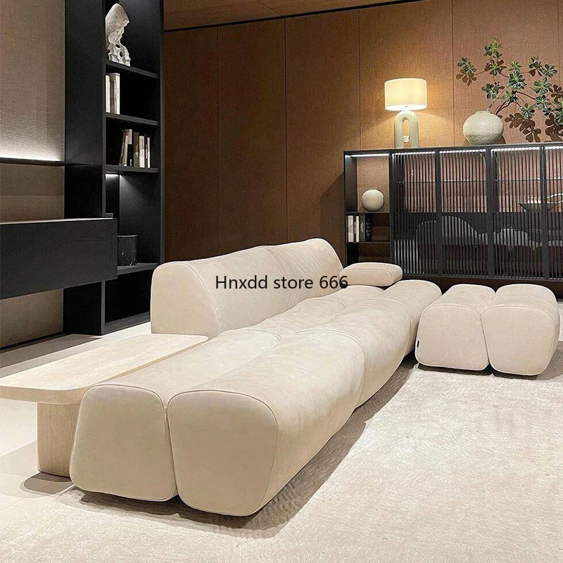 Erste Schicht Rindsleder Wohnzimmer einfache Bambus Sofa weiße Creme Wind