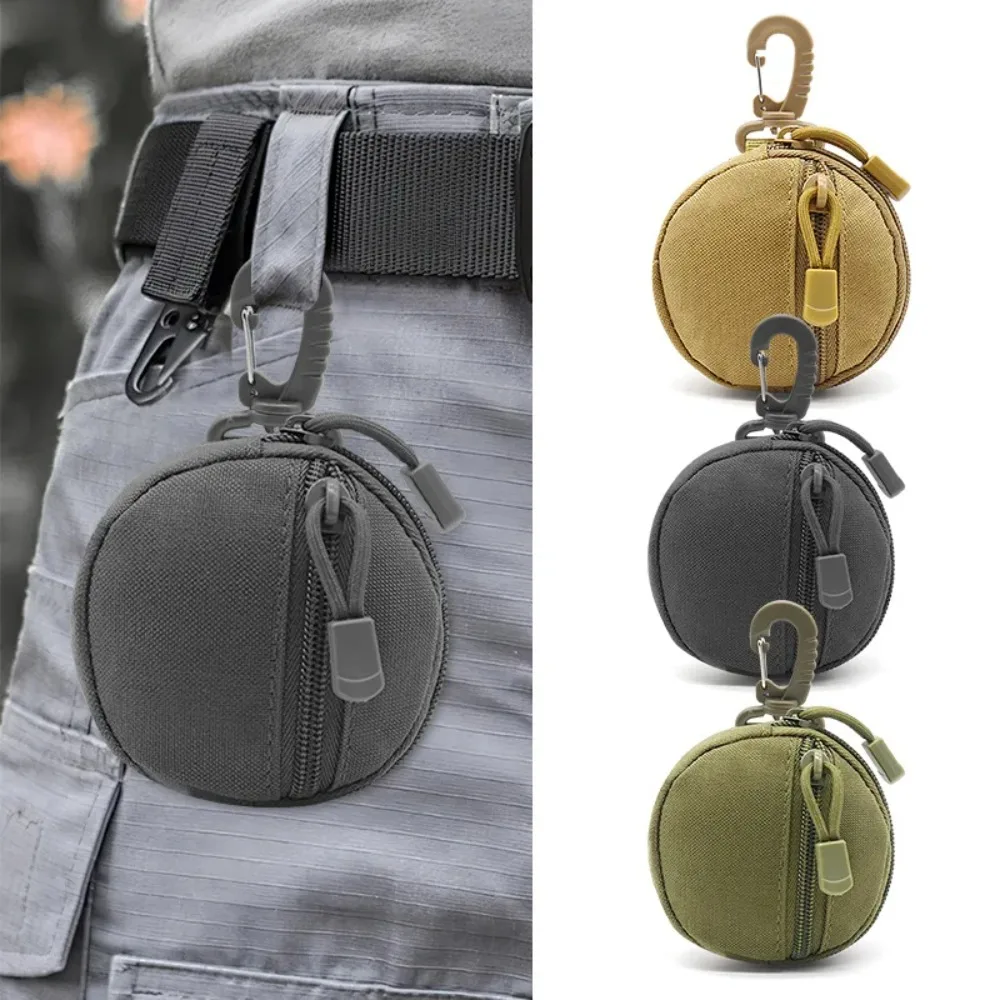 1pc Casual Men Mini Keychain Zipper Holder Earphone Key Wallet Coin Purses Utility Outdoor Hiking Hunting Accessories Waist Bag