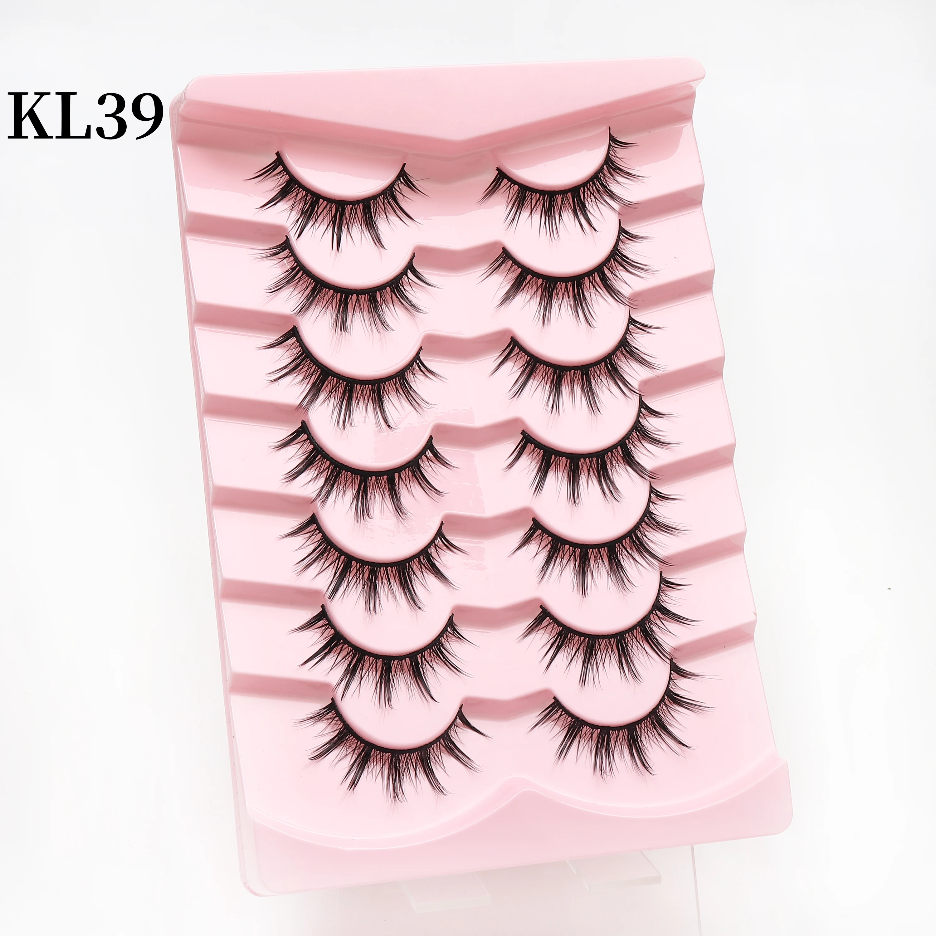 7 pairs  false eyelashes natural manga eyelashes  Fairy style eyelashes  with pink box