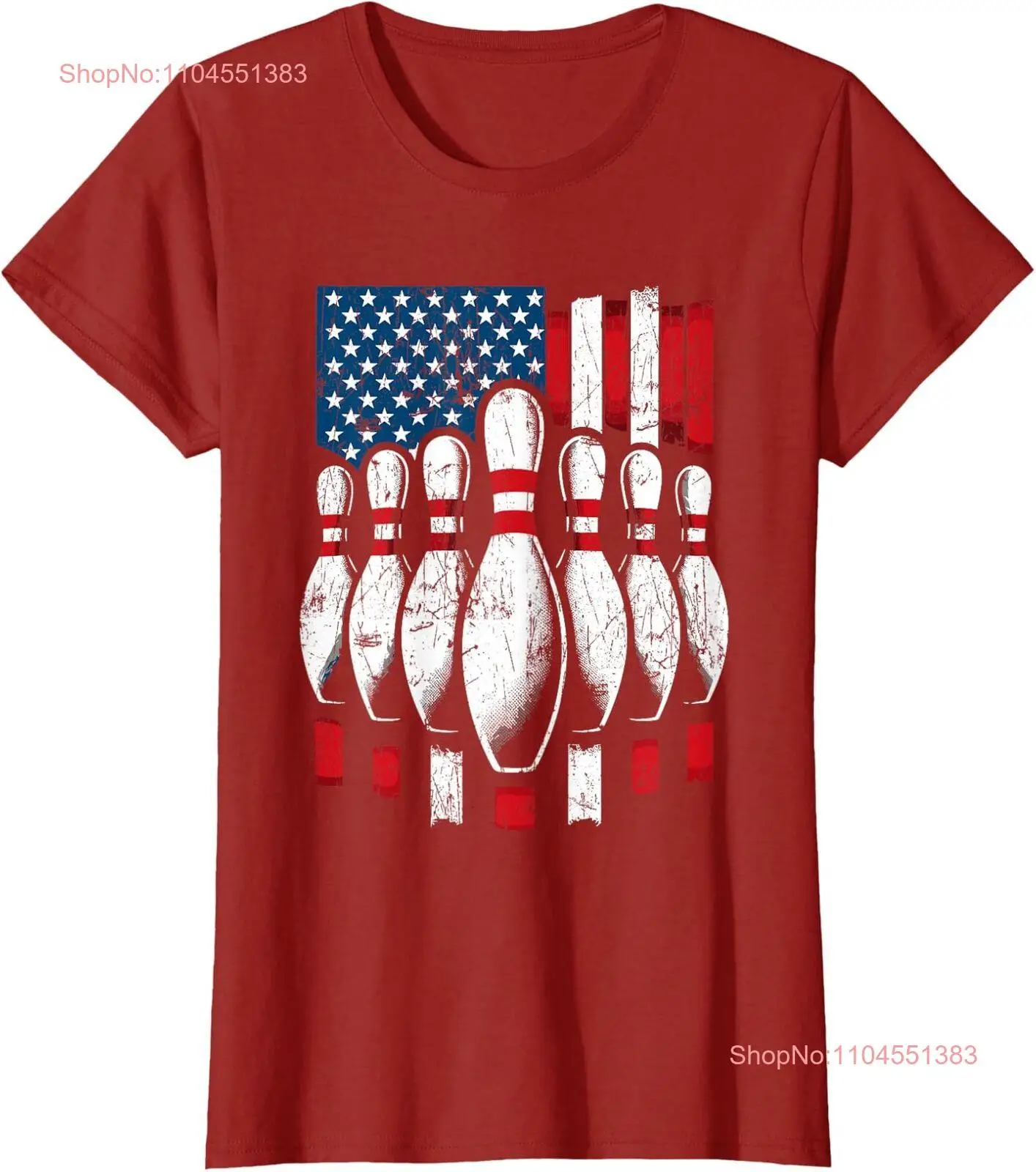 

American Flag Patriotic Bowling Patriotic Design Ladies' Crewneck T-Shirt