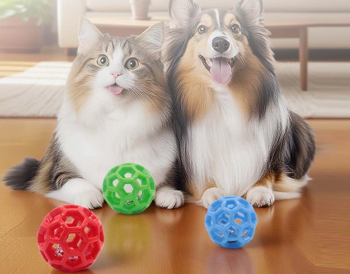 TPR Durable Chew Dog Toy Bell Hollow Squeaky Ball Teething T