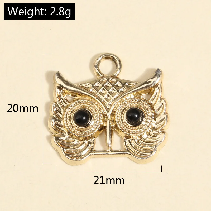 10pcs 2 Colors 21x20mm Cute Enamel Owl Head Charms Animal Pendant For DIY Handmade Necklaces Earrings Jewelry Making Accessories