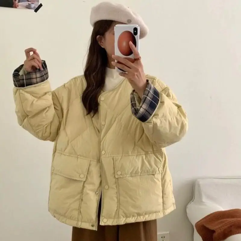 

Женская хлопковая стеганая куртка Dopamine Grid Splice с утолщенной ромбовидной подкладкой, легкая тонкая зимняя студенческая хлопковая куртка-пуховик для девочек