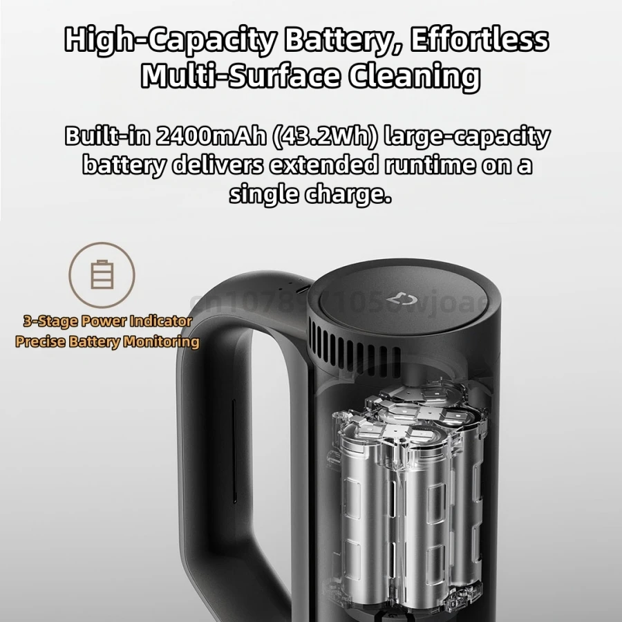 เครื่องดูดฝุ่นในรถยนต์ Mijia, พลังดูด 21kPa, ตัวกรอง HEPA ล้างทำความสะอาดได้, แบตเตอรี่ 2400mAh, ถ้วยเก็บฝุ่น 150 มล., สากลสำหรับรถยนต์และบ้าน