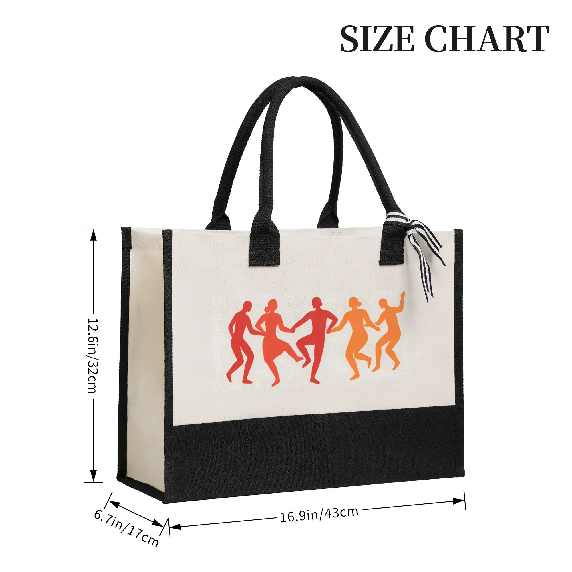 Eco-Friendly Canvas Tote Bag Reusable Shopping Bag with Dancing Print Large Handbag for Beach Travel Work Picnic