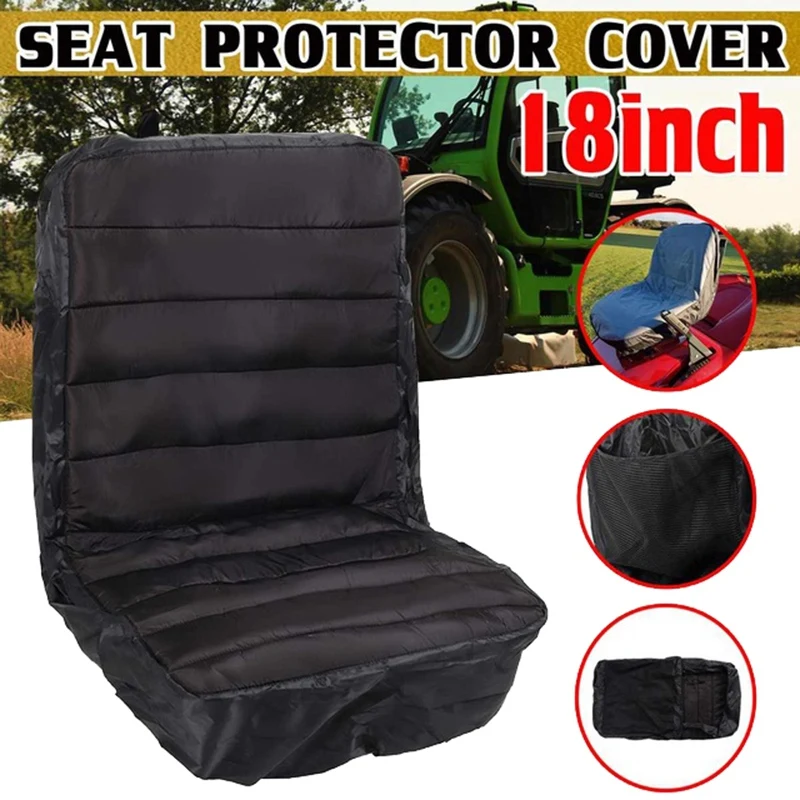 

18Inch Mower Seat Cover Protector Lawn Riding Outdoor Backrest Seat Cushion Cover for Heavy Tractor Mower Black