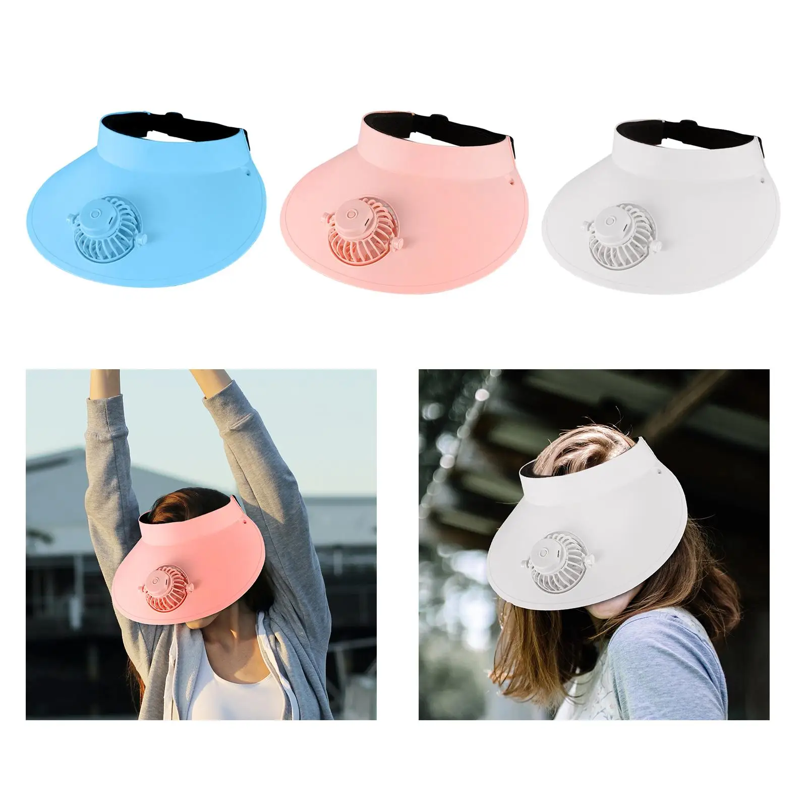 Cooling Fan Hat Casual Flexible Empty Top Sport Hat for Women Hiking Camping