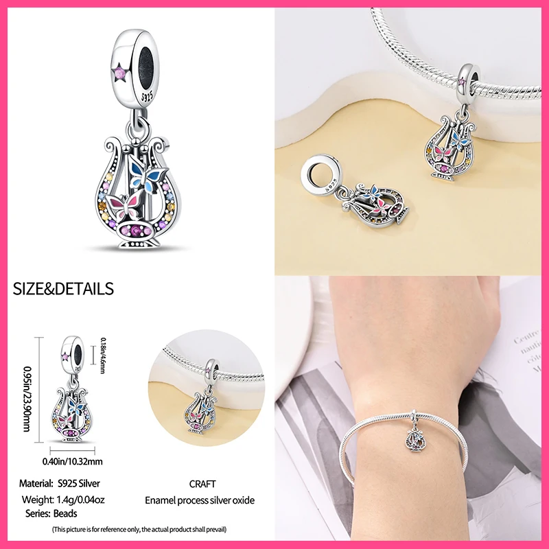 Fashion 925 Sterling Silver Guitar Violin Saxophone Music Series Charms Beads Fit Qikaola 925 Original Bracelet Fine DIY Jewelry