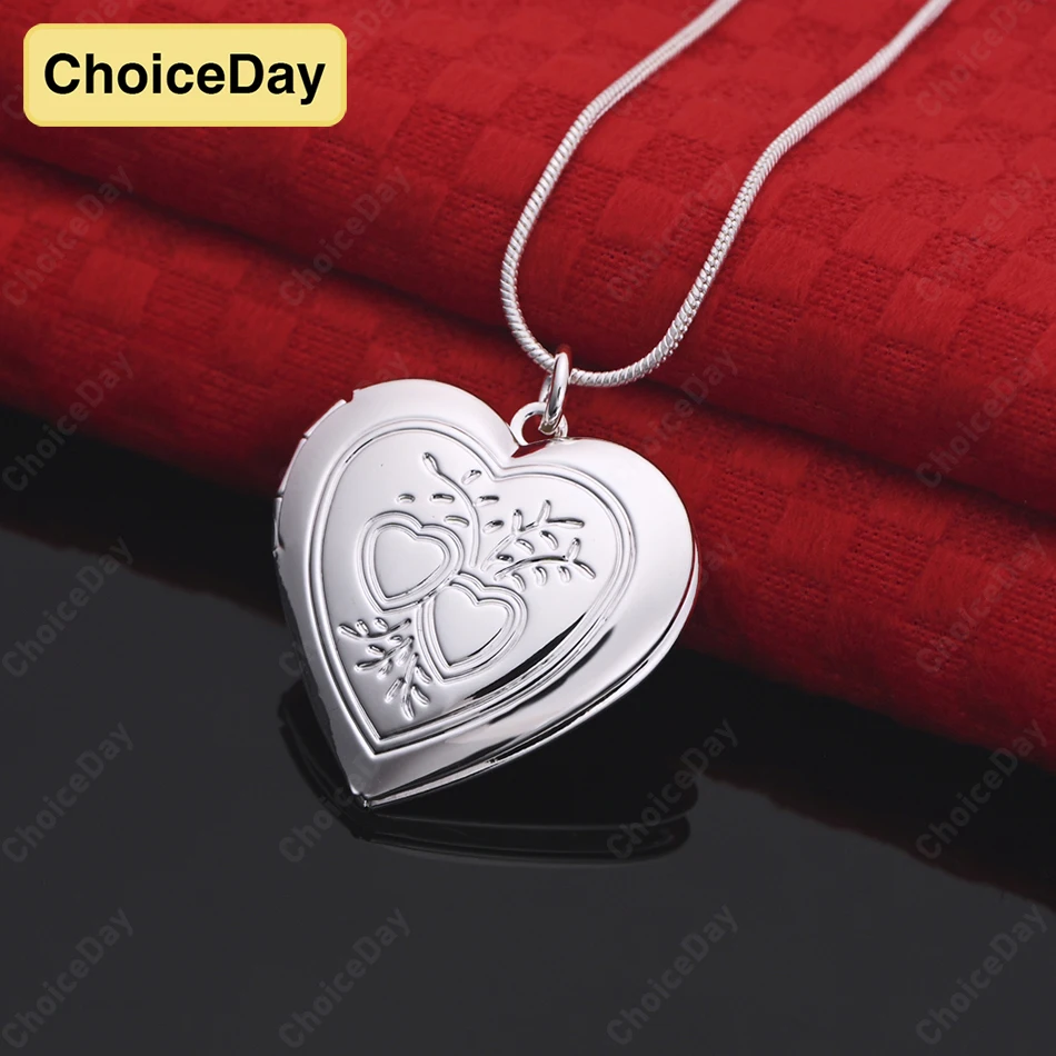 

ChoiceDay Fashion 925 Sterling Silver Delicate Heart Pattern Pendant Necklace Women's Accessories Party Gift Jewelry