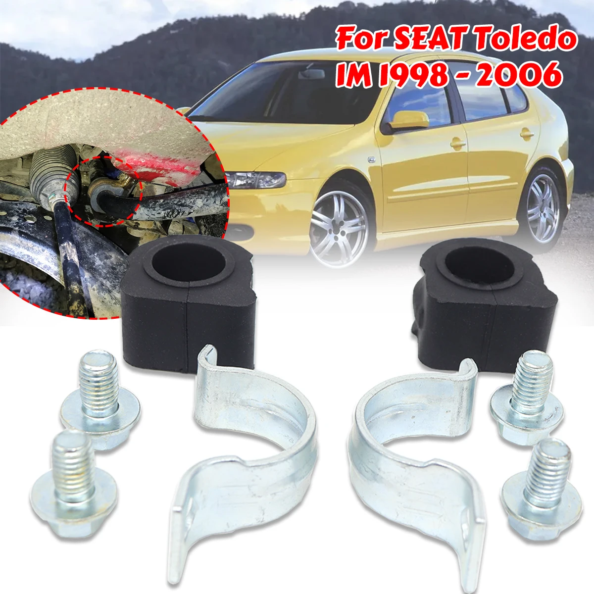

For SEAT Toledo 1M Front Axle Stabiliser Sway Bar 21MM Bushing Clamp Bolt Bracket Screw Kit 1J0411314T 1998-2000 2003 2005 2006