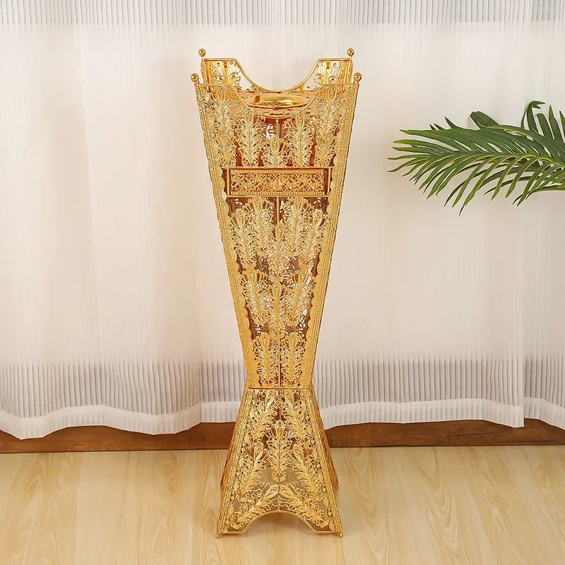 Vintage Gold Plated Metal Incense Burner Classic Four Corner Design Aromatherapy Holder for Home Decoration Charcoal Burning