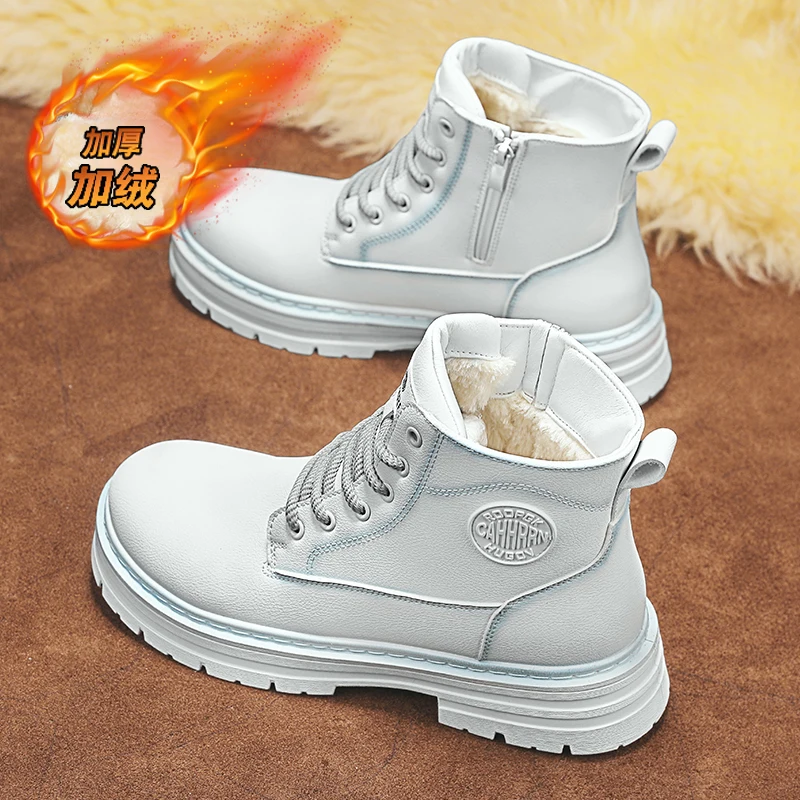 

2025 Mens Winter Snow Boots Casual Shoes Ankle Fur Warm Leather Cowboy Combat Motorcycle Outdoor Hiking Designer Luxury