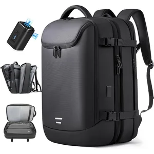 Vacuum Backpack Travel with Pump 40L Expandable Carry on Compression Backpack Flight Approved for Women Men Fit 17 Inch Laptop