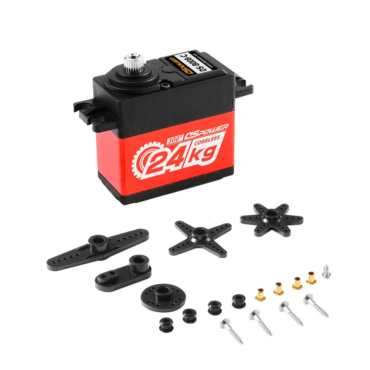 DSPOWER 24KG Servo de engranaje de Metal sin núcleo sin escobillas resistente al agua 180/300 grados para 1/8 1/10 RC coche Crawler Robot Wltoys SCX10