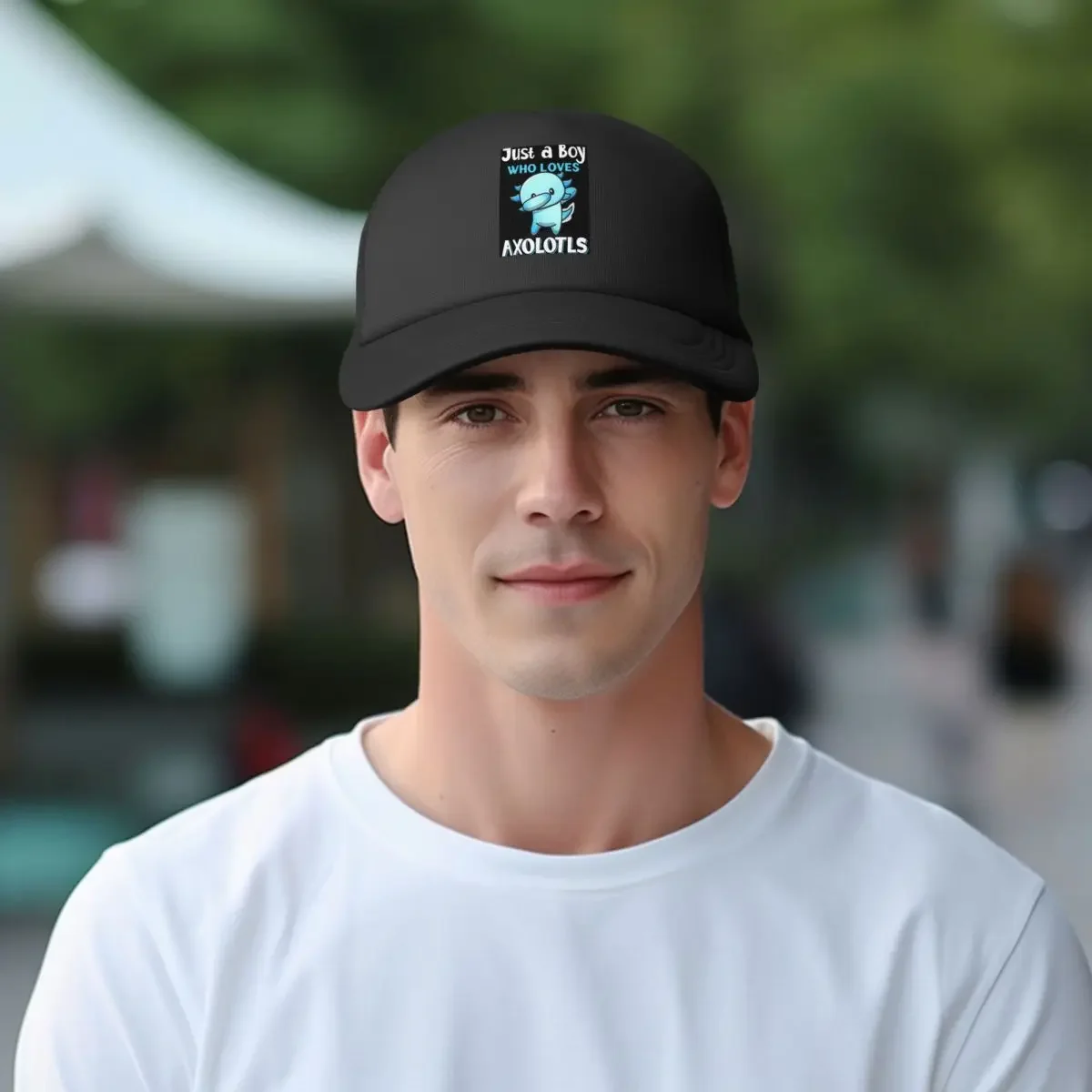 Just A Boy Who Loves Axolotls Mesh Baseball Caps Snapback Fashion Baseball Hats Breathable Casual Casquette Outdoor