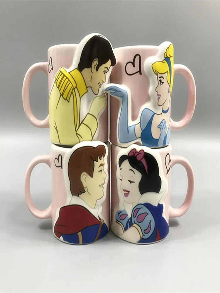 2 Buah Mug Disney 300Ml Mug Putri Duyung Kecantikan dan Binatang Cangkir Keramik Hadiah Hari Valentine Cangkir Mug Kreatif