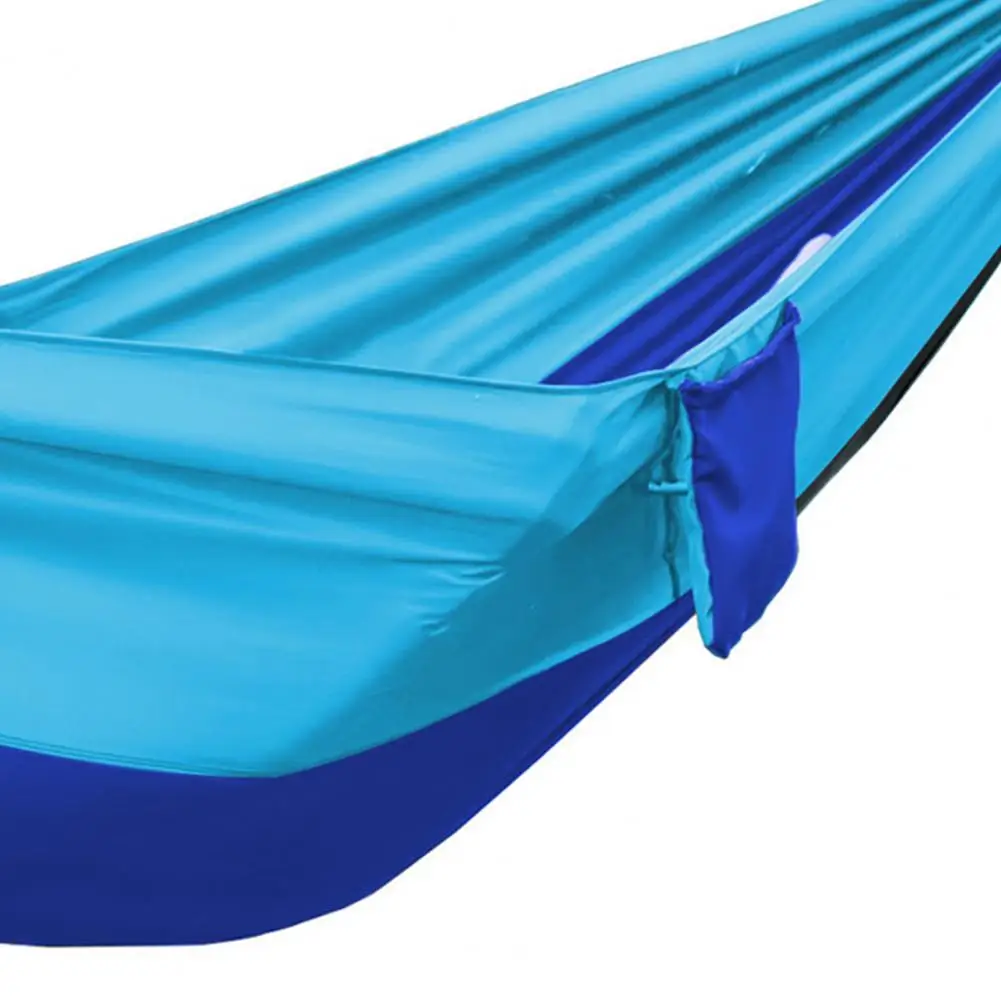 Outdoor Hammock Color-Blocking Anti-Rollover Wide Design Hammock With Moisture-Proof Pad Outdoor Sleeping Hammock