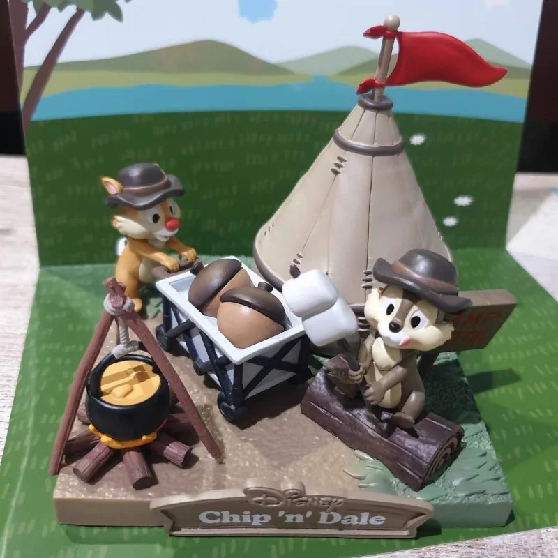 

2024 Hot Disney New Mickey Minnie Camping Series Figure Cartoon Mouse Goofy Chip 'n' Dale Pluto Figurine Doll Model Toy Gift