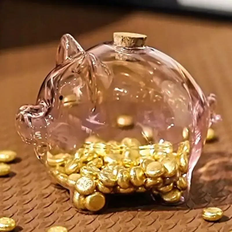 Mini pot d'argent cochon, boîte à haricots dorés, pot Transparent en forme de cochon, banque de pièces de monnaie Portable, boîte d'épargne transparente, cadeau