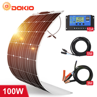 Dokio 18V 100W 200W 400W Flexible Solar Panel Kit Complete With 12V Battery Charging Controller  For RV/Car/Boat/Moblie