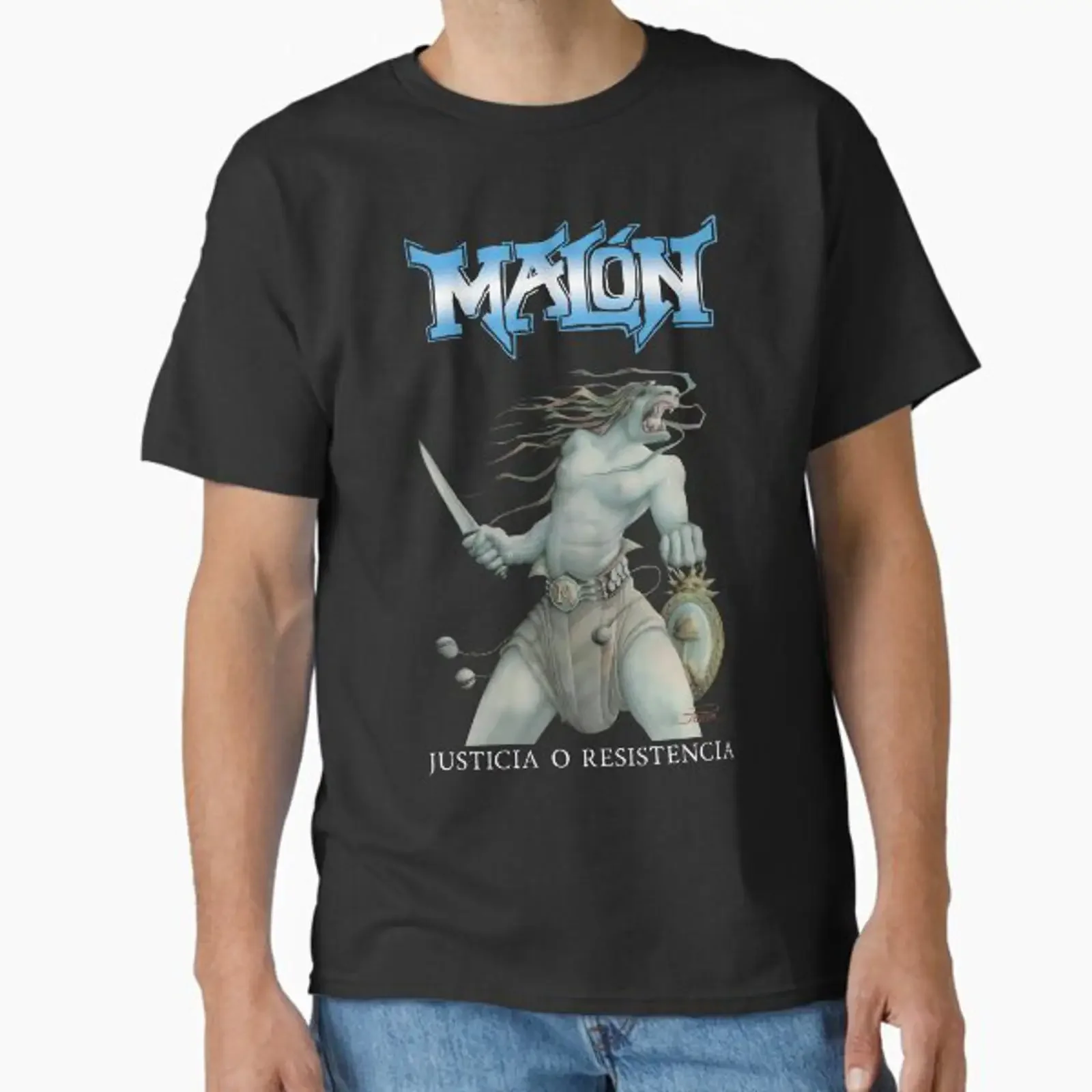 MALON JUSTICIA O RESISTENCIA Classic T Shirt vintage Washed Casual Stretched Breathable streetwear homme Stylish Unisex