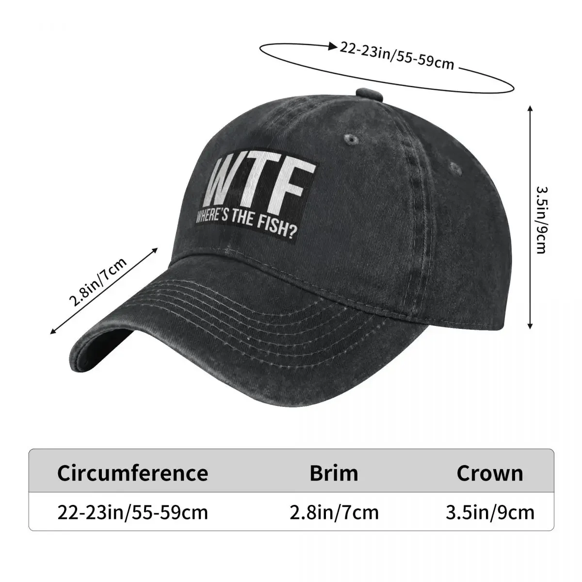 Wtf wheres the fish , Funny Fishing , Fishing Lover Baseball Cap New In Hat funny hat Sun Hat For Children Men Women's