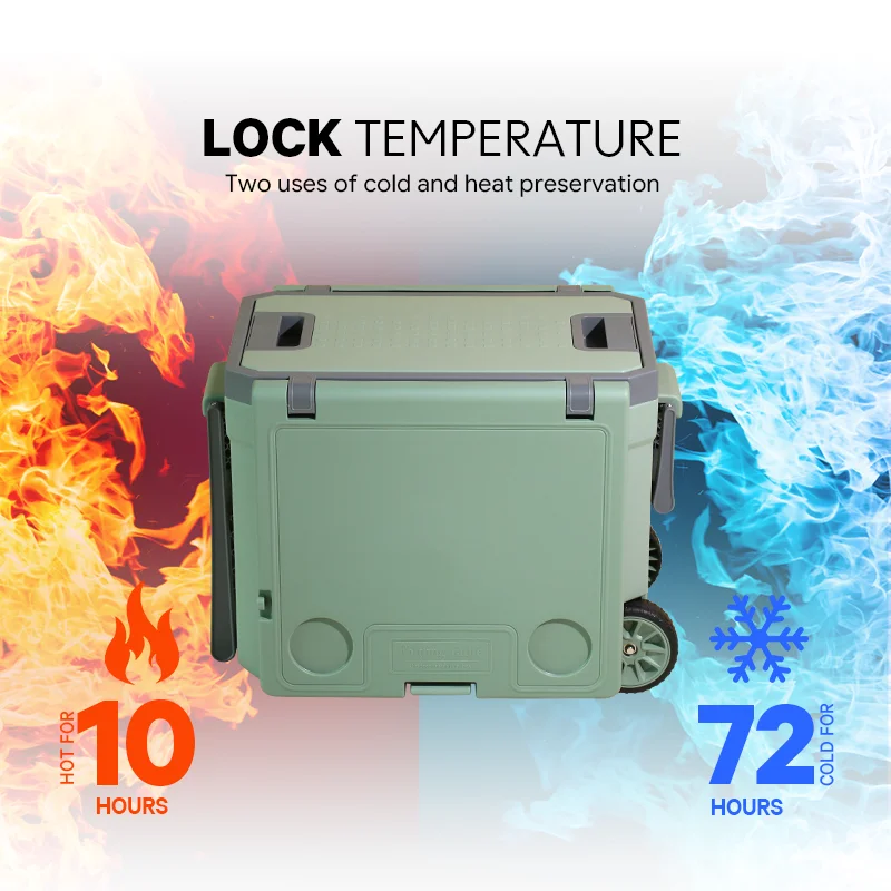 Outdoor Multi Function Rolling Cooler Picnic Camping Outdoor with Table & 2 Chairs Green Suitable for Picnic Camping