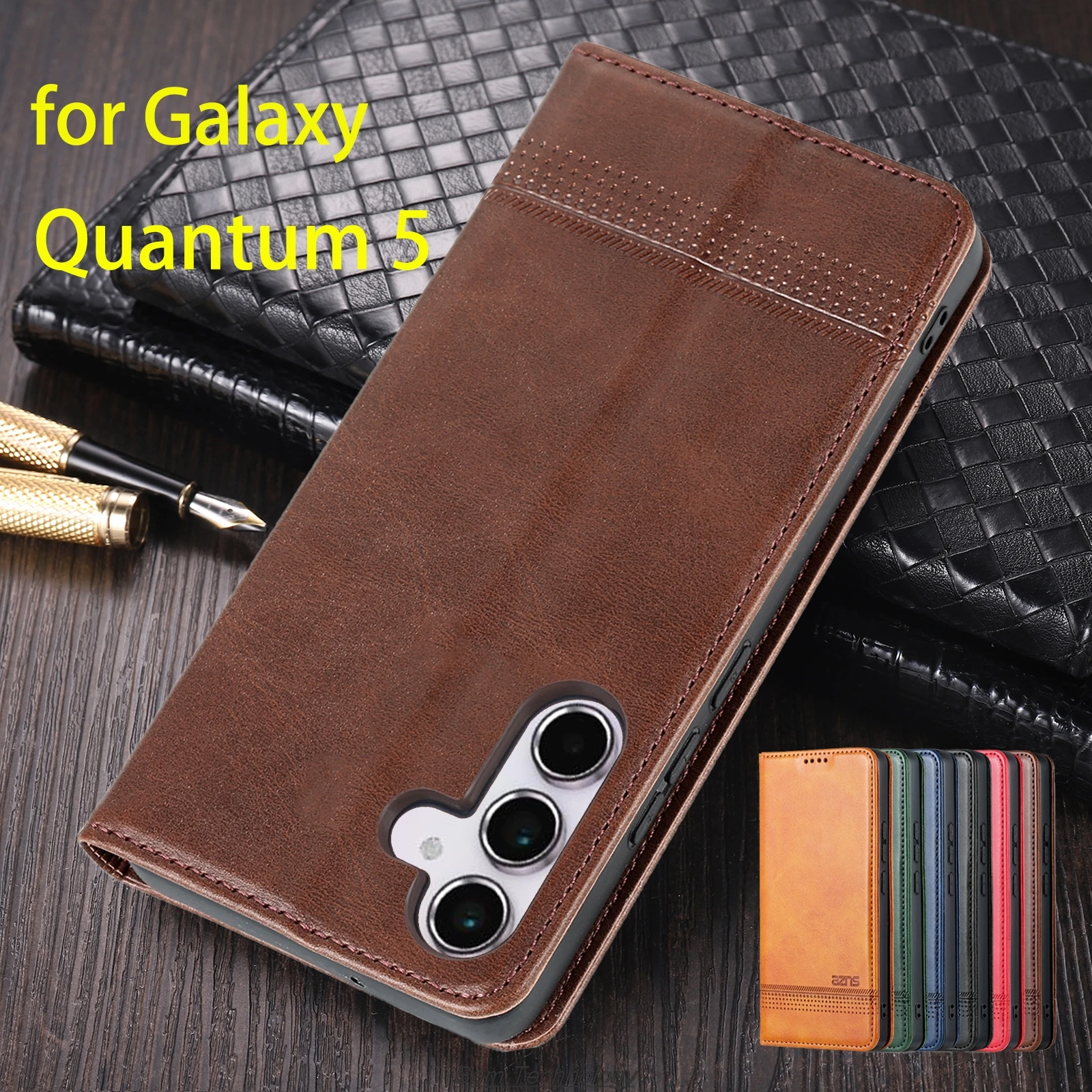 Capa de couro de adsorção magnética para Samsung Galaxy Quantum5 Quantum 5 6.6 "Flip Capa protetora Capa Fundas Coque