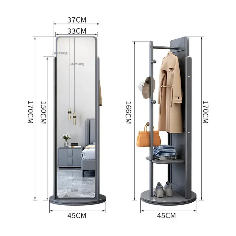 Fitting Room Floor-to-ceiling Decorative Mirrors Solid Wood Bedroom Dressing Mirror Coat Rack Villa Rotating Whole Body Mirror Z