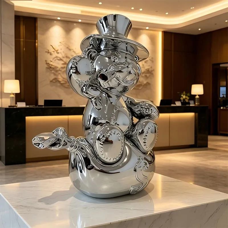 Creative Electroplated Gentleman Bear Resin Sculpture Desktop Ornament Living Room Wine Cabinet Home Decor Statue Birthday Gifts