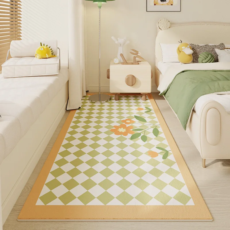 Square Small Fresh Candy Color Living Room Carpet 2024 New Girl Room Bedroom Non Slip Carpets Bedside Blanket Soft Thickened Rug