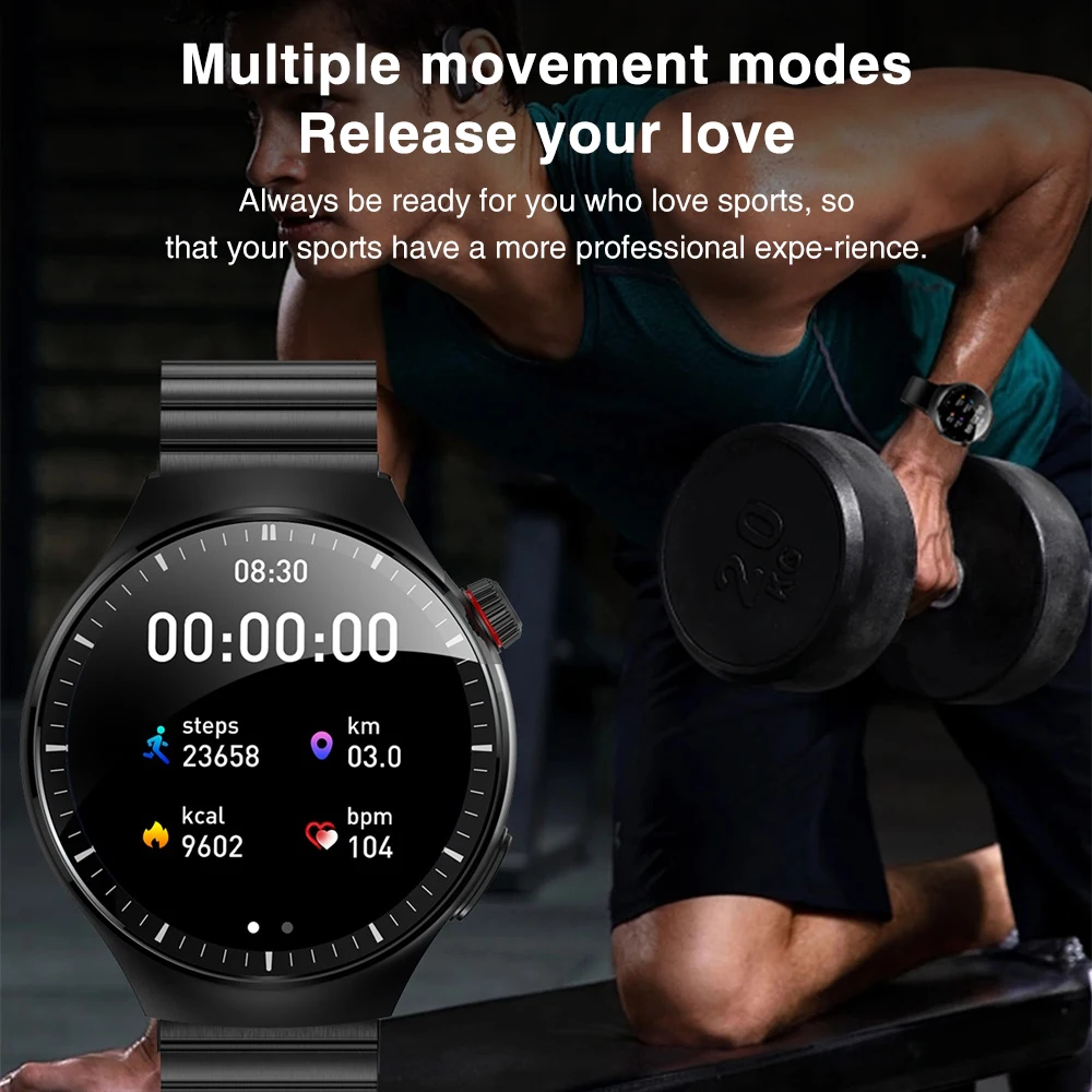 Montre intelligente d'appel Bluetooth étanche pour hommes et femmes, écran AMOLED 1.43 ", fréquence cardiaque sportive, bracelet sain, lecture de musique