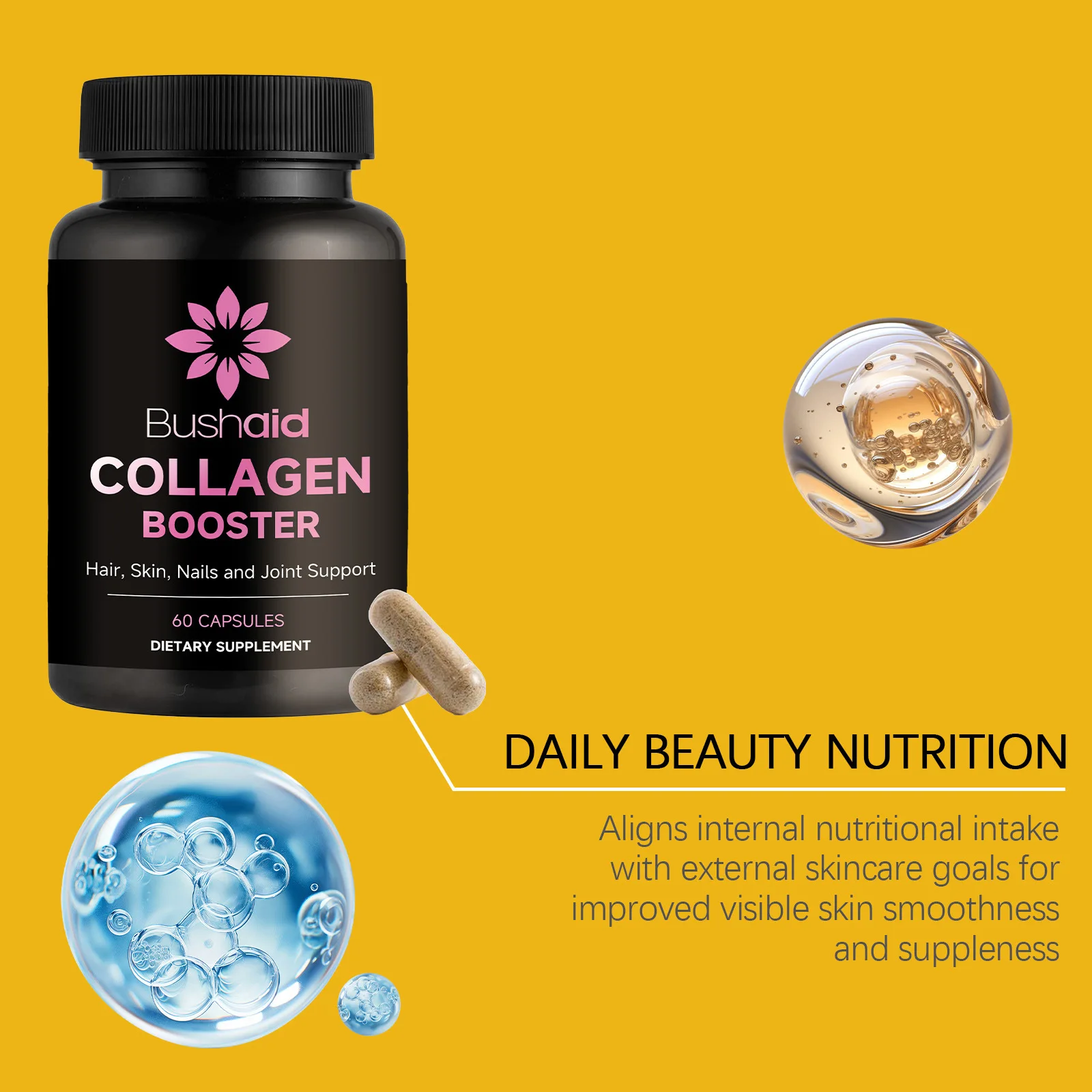 Multi-Source Collagen Capsules Hydrolyzed Peptides Support Glowing Skin Strong Nails Healthy Hair Joint Beauty Wellness Pills
