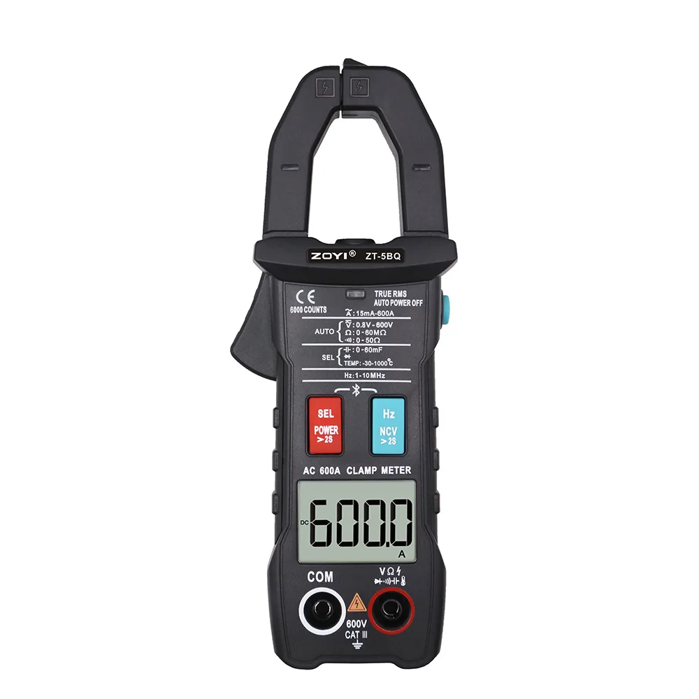 ZOYI Clamp Type Multimeter Capacitance Frequency ZT-5BQ 6000 Count NCV Test Digital Smart Clamp Meter with BT Function True RMS