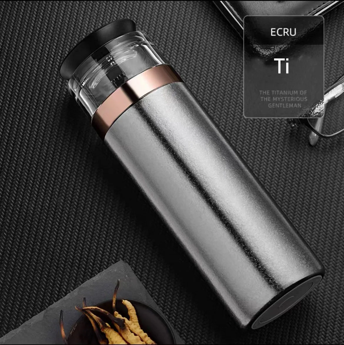 500ML Pure Titanium Thermos Cup,Water And Tea Separation,Double Thicked,Vacuum,Antibacterial Preservation,Portable Water Bottle