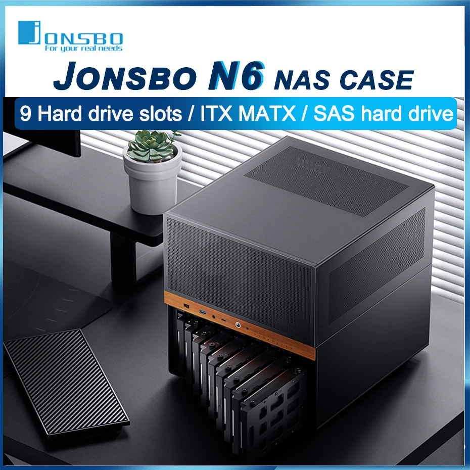 

JONSBO N6 MATX Desktop Computer Case 9 Hard Disk Position Supports Dual Power Supply 240 Water-cooled Desktop NAS Chassis
