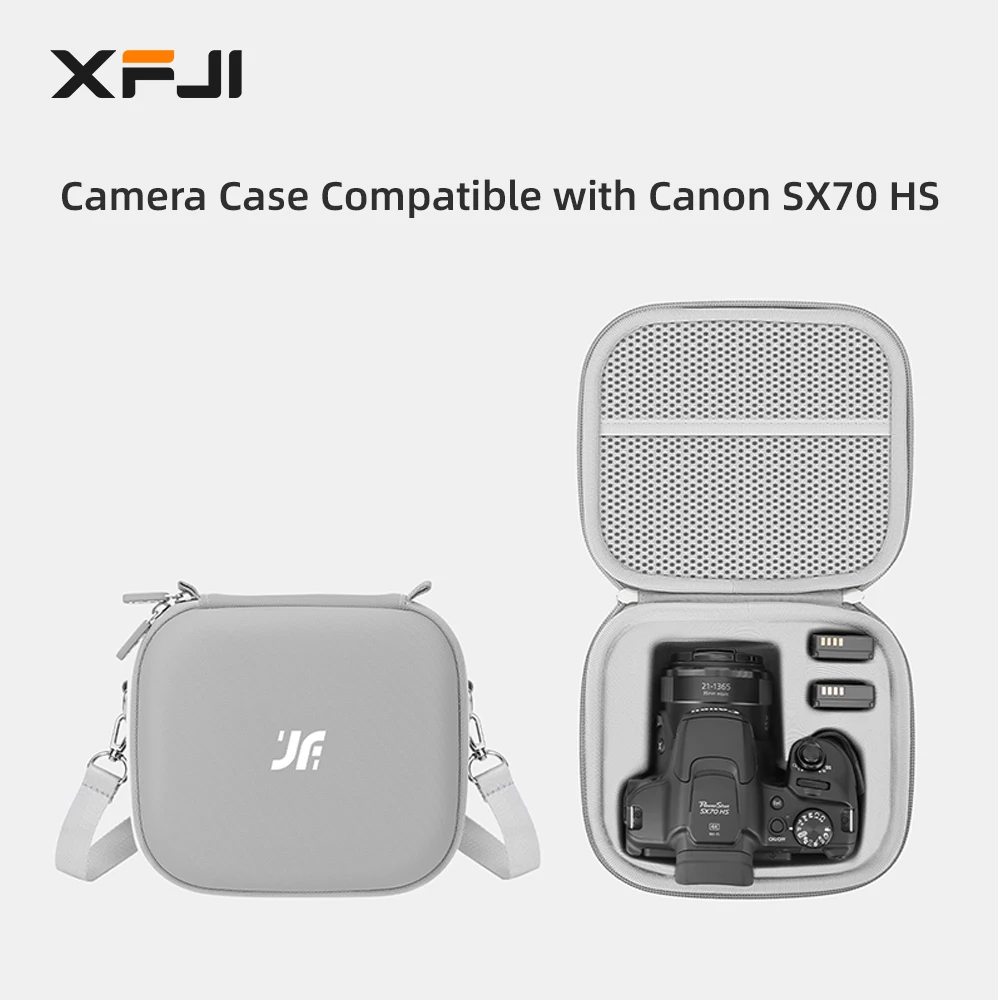 XFJI Travel Carrying Case for CANON PowerShot SX70 HS Storage Bag  Organizer PU Shoulder Bag Portable Case Camera Accessories